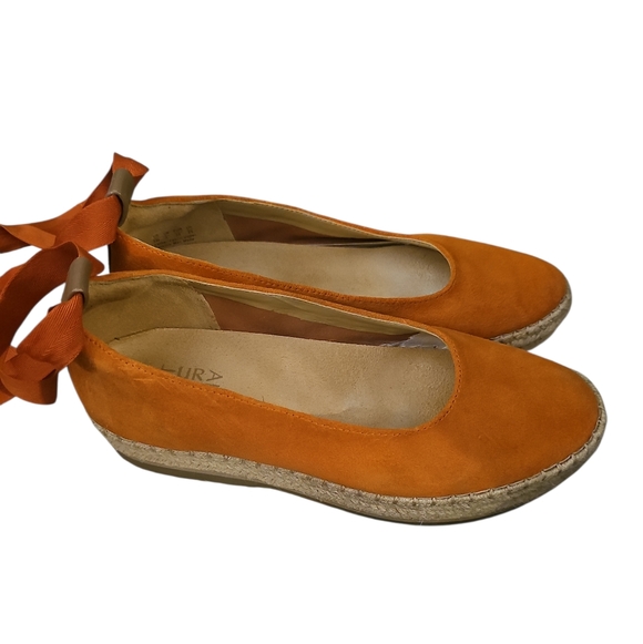 Naturalizer Impress Espadrille Flat - Pottery Orange Suede Shoes Sz 8 - Picture 4 of 8